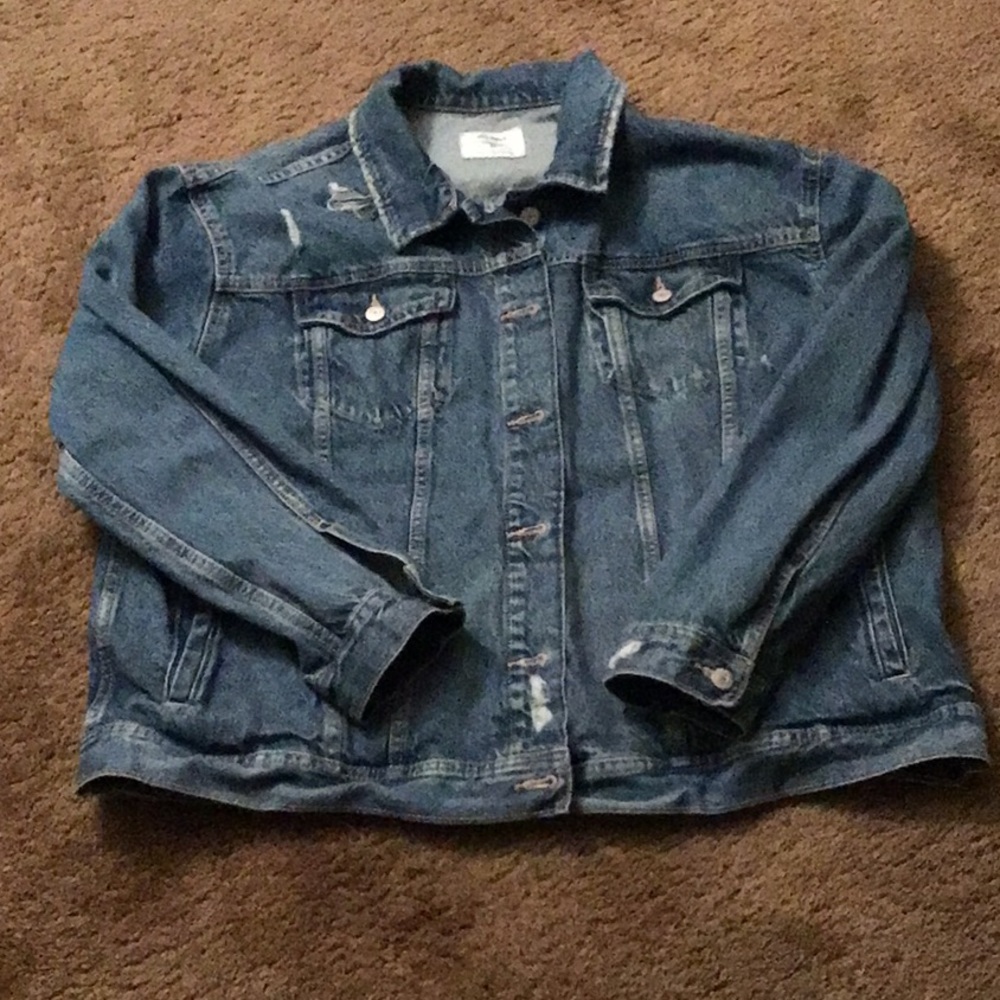 OLD NAVY BOYFRIEND DISTRESSED DENIM JACKET, XL, nearly new.